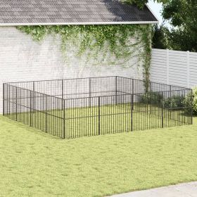 Dog Playpen Black Galvanized Steel Large Durable Dog Playpen (Color: Black)