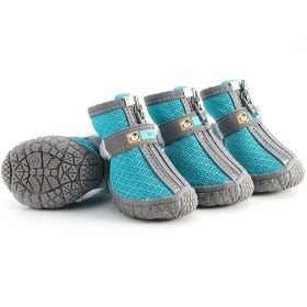 Non Slip Dog Shoes Warm Plush Lining Breathable Pet Boots for Paw Protection (Color / Size: Lake blue / 3 Fit width3.5-3.7cm)