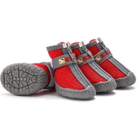 Non Slip Dog Shoes Warm Plush Lining Breathable Pet Boots for Paw Protection (Color / Size: Red / 5 Fit width4.5-4.7cm)
